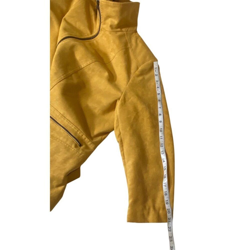 Allison Daley Womens Yellow Faux Suede Zip Jacket With Pockets Size 16 - Picture 7 of 10